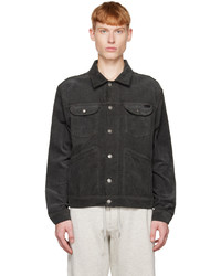Camicia giacca di velluto a coste grigio scuro di Tom Ford