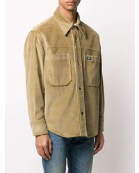 Camicia giacca di velluto a coste marrone chiaro di Ami Paris