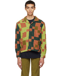 Camicia giacca di velluto a coste patchwork multicolore di Bode