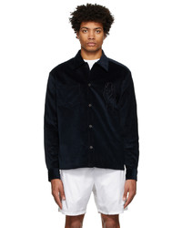 Camicia giacca di velluto a coste stampata blu scuro di Palmes