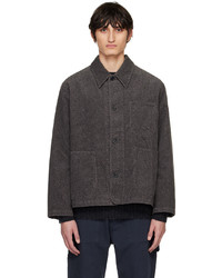 Camicia giacca di velluto a coste stampata grigio scuro di YMC