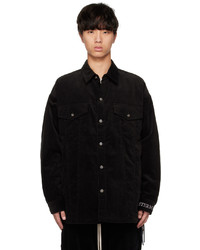 Camicia giacca di velluto a coste stampata nera di Mastermind World