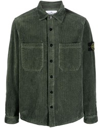 Camicia giacca di velluto a coste verde oliva di Stone Island