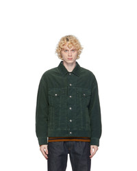 Camicia giacca di velluto a coste verde scuro
