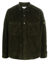Camicia giacca di velluto a coste verde scuro di Stone Island