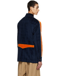 Camicia giacca di velluto a quadri blu scuro di Ahluwalia