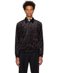 Camicia giacca di velluto leopardata nera di Hugo