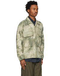 Camicia giacca effetto tie-dye verde oliva di Nicholas Daley