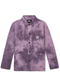 Camicia giacca effetto tie-dye viola melanzana