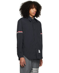 Camicia giacca in nylon blu scuro di Thom Browne