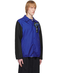 Camicia giacca in nylon blu di Dries Van Noten