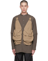 Camicia giacca in nylon marrone di Archival Reinvent