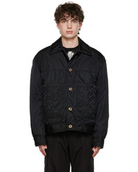 Camicia giacca in nylon stampata nera di Versace