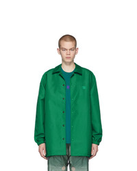 Camicia giacca in nylon stampata verde di Acne Studios