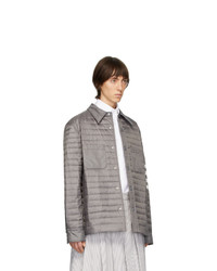 Camicia giacca in nylon trapuntata grigia di Thom Browne