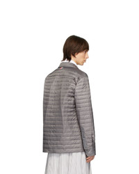 Camicia giacca in nylon trapuntata grigia di Thom Browne