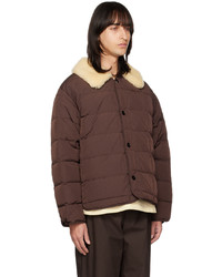 Camicia giacca in nylon trapuntata marrone di Jil Sander