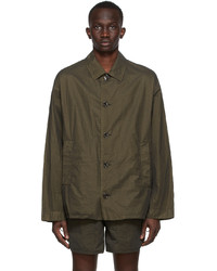 Camicia giacca in nylon verde oliva di Dries Van Noten