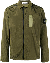 Camicia giacca in nylon verde oliva di Stone Island