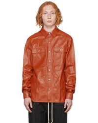 Camicia giacca in pelle arancione