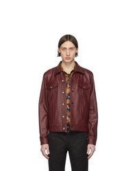Camicia giacca in pelle bordeaux di Paul Smith