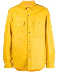 Camicia giacca in pelle gialla di Rick Owens