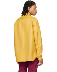 Camicia giacca in pelle gialla di Rick Owens