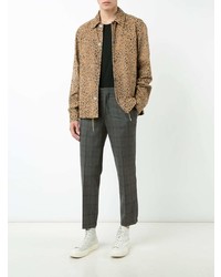 Camicia giacca in pelle leopardata marrone chiaro di Alexander Wang
