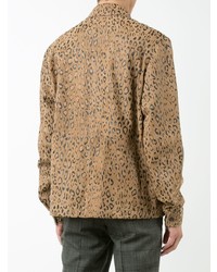 Camicia giacca in pelle leopardata marrone chiaro di Alexander Wang