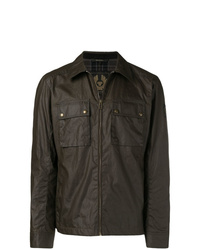 Camicia giacca in pelle marrone scuro di Belstaff