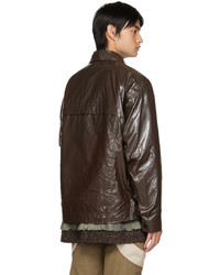 Camicia giacca in pelle marrone scuro di A. A. Spectrum