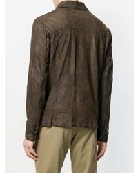 Camicia giacca in pelle marrone scuro di Salvatore Santoro