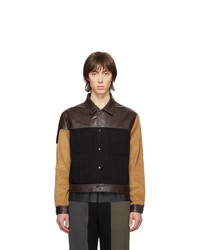 Camicia giacca in pelle marrone scuro di GR-Uniforma