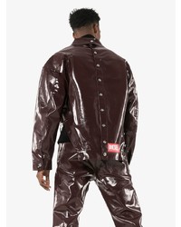 Camicia giacca in pelle marrone scuro di Diesel Red Tag