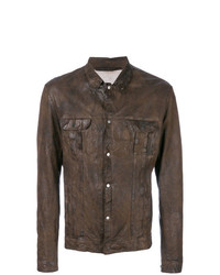 Camicia giacca in pelle marrone scuro di Salvatore Santoro