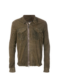 Camicia giacca in pelle marrone di Giorgio Brato