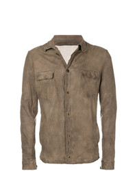 Camicia giacca in pelle marrone di Salvatore Santoro