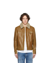 Camicia giacca in pelle marrone di Schott