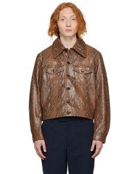 Camicia giacca in pelle marrone di Second/Layer