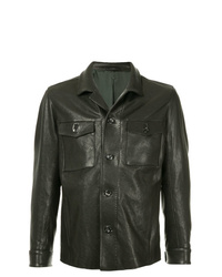 Camicia giacca in pelle nera di Ajmone