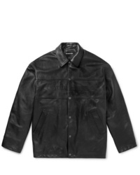 Camicia giacca in pelle nera di Balenciaga