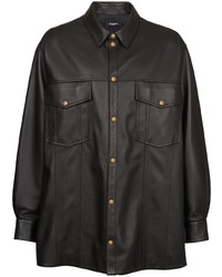 Camicia giacca in pelle nera di Balmain