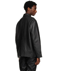 Camicia giacca in pelle nera di Won Hundred