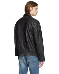 Camicia giacca in pelle nera di Polo Ralph Lauren