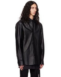 Camicia giacca in pelle nera di Ann Demeulemeester