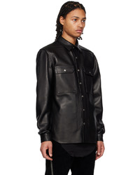 Camicia giacca in pelle nera di Rick Owens