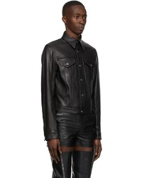 Camicia giacca in pelle nera di Sean Suen