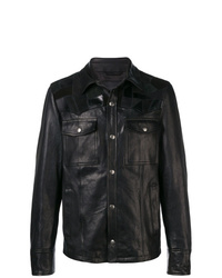 Camicia giacca in pelle nera di Diesel Black Gold