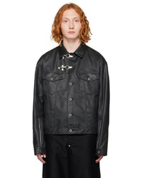 Camicia giacca in pelle nera di Johnlawrencesullivan
