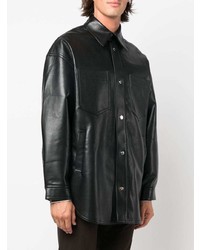 Camicia giacca in pelle nera di Nanushka